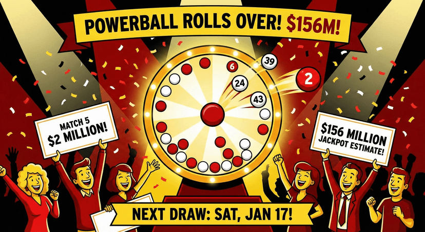 No ticket matched all six numbers (6-24-39-43-51, Powerball 2) in Wednesday's drawing, resulting in three Match 5 winners (one with Power Play) collecting $2 million each